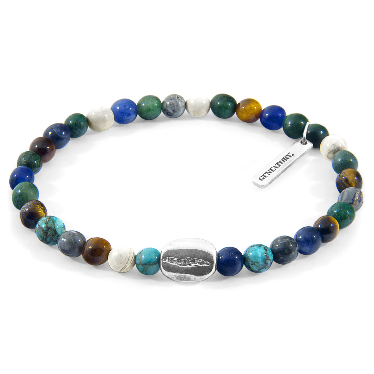 Anchor & Crew Multicoloured Multi-Gem GUSTATORY Coffee Bean Silver and Stone Bracelet