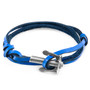 Anchor & Crew Royal Blue Union Anchor Silver and Flat Leather Bracelet