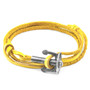 Anchor & Crew Mustard Yellow Union Anchor Silver and Flat Leather Bracelet