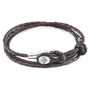 Anchor & Crew Dark Brown Dundee Silver and Braided Leather Bracelet
