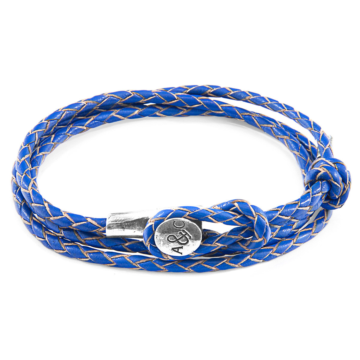 Anchor & Crew Royal Blue Dundee Silver and Braided Leather Bracel
