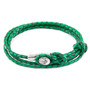 Anchor & Crew Fern Green Dundee Silver and Braided Leather Bracelet