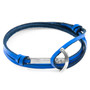 Anchor & Crew Royal Blue Clipper Silver and Flat Leather Bracelet