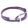 Anchor & Crew Grape Purple Clipper Anchor Silver and Flat Leather Bracelet