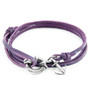 Anchor & Crew Grape Purple Clyde Silver and Flat Leather Bracelet