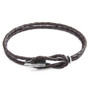 Anchor & Crew Dark Brown Padstow Silver and Braided Leather Bracelet