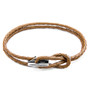 Anchor & Crew Light Brown Padstow Silver and Braided Leather Bracelet