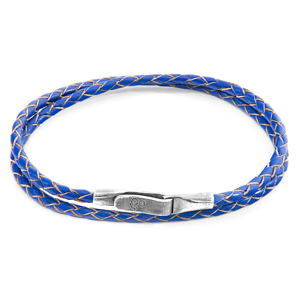 Anchor & Crew Royal Blue Liverpool Silver and Braided Leather Bracelet