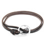 Anchor & Crew Dark Brown Ketch Anchor Silver and Flat Leather Bracelet