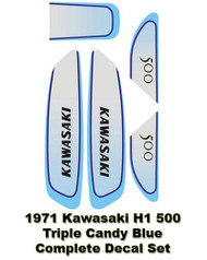 Triple H2 750 Kawasaki | Candy Blue - Vinyl - Complete Decal Set