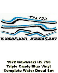hanaஐ/追加有り Triple H2 750 Kawasaki | Candy Blue - Vinyl - Complete Decal Set
