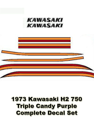Vintage Kawasaki H2 750 Triple | Candy Purple - Complete Decal Set