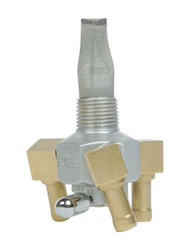 Triple Outlet On/Off Only Hex Valve-3/8" NPT-90° 5/16" hose barbs-Aluminum
