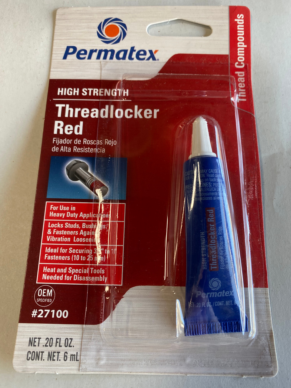 PERMATEX HIGH STRENGTH THREADLOCKER RED 6 ML - Z1 Parts Inc