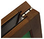 46″ Deluxe Wood A-Frame Chalkboard · Close Up of Steel Hinge (Light Brown Frame Finish)