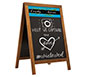 Economy Wood A-Frame Chalkboard · Left Angle View (Light Brown Finish)