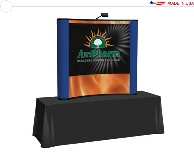 Arise™ 6′ Curved Pop Up Tabletop Display w/ Central Mural