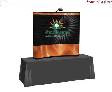 Arise™ 6′ Curved Pop Up Tabletop Display w/ Full Mural
