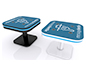 InCharg™ Wireless Charging Coffee Table · MOD-1455 (Rounded Square) w/ Optional Adhesive Graphic, RGB Perimeter Lights & Black/White Powder Coating