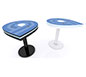 InCharg™ Wireless Charging Table · MOD-1457 (Teardrop) w/ Optional Adhesive Graphic, RGB Perimeter Lights & Black/White Powder Coating