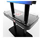 InCharg™ Charging Monitor Stand · Rectangle w/ Monitors & Optional Graphics · Close Up of Countertop