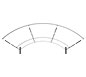 Formulate™ Master 10′ × 10′ Horizontally Curved Backwall · Top View (Exploded Extension Hardware)