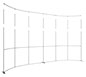 Formulate™ Master 20′ × 10′ Horizontally Curved Backwall · Left Angle View (Exploded Extension Hardware)