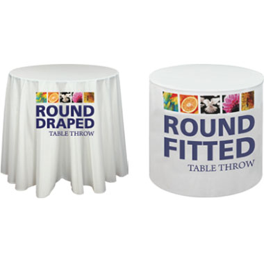 60′-Wide Round Table Throws · Draped & Fitted Styles