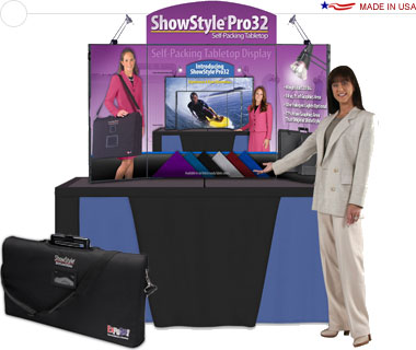 ShowStyle® Pro32 Briefcase Display w/ Full Graphics, 2 Lights & Carry Bag
