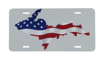 American Flag UP Map License Plate