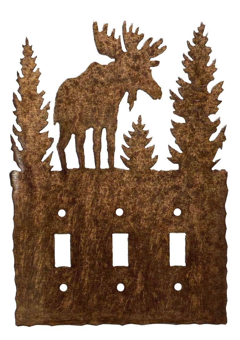 Triple - Moose Switch Plate Cover - Copper World