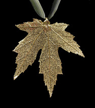 Silver Maple Leaf Ornament - Gold