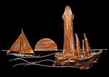 Copper Lighthouse Scene Wall Hanging