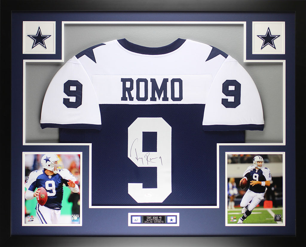 Tony Romo Autographed and Framed Thanksgiving Cowboys Pro Style Jersey