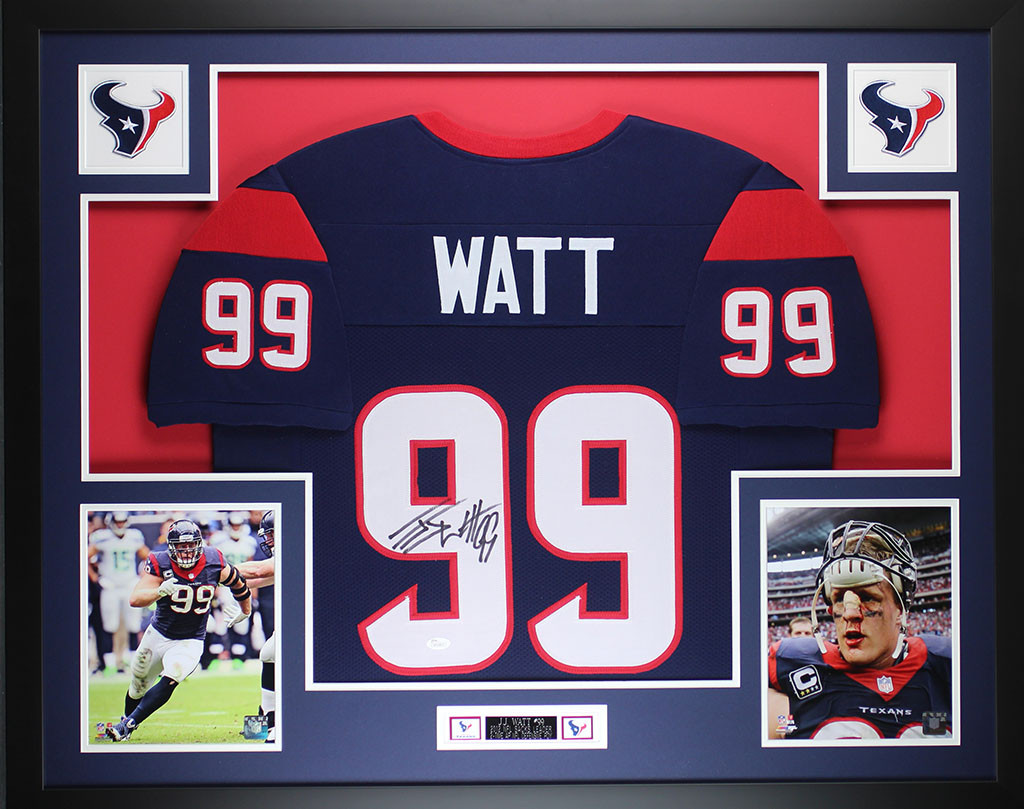JJ Watt Autographed and Framed Navy Texans Jersey