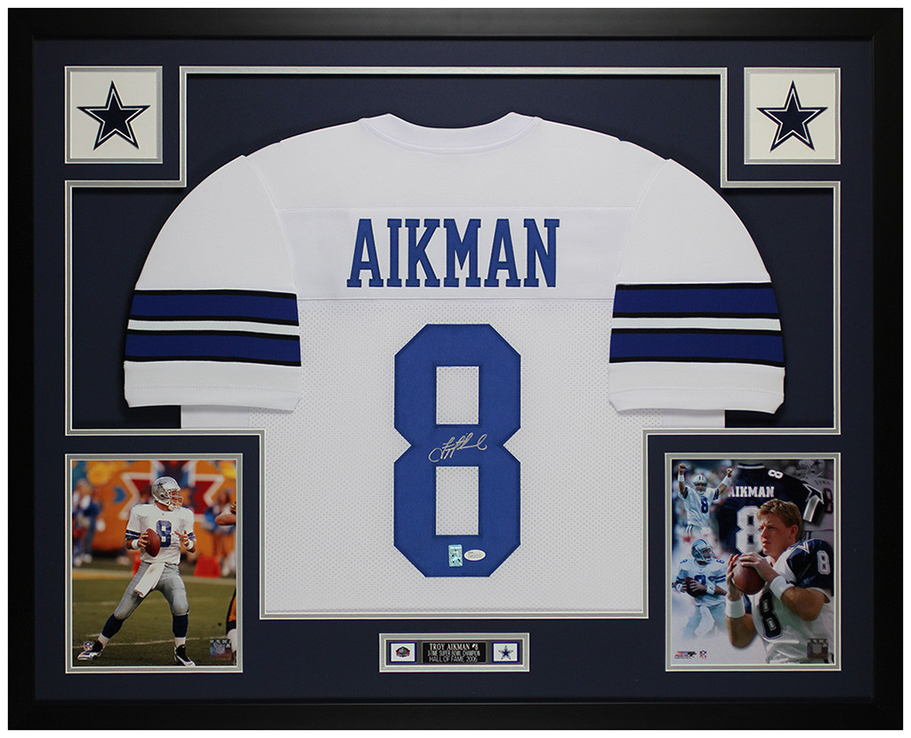 Troy Aikman Autographed and Framed White Cowboys Jersey