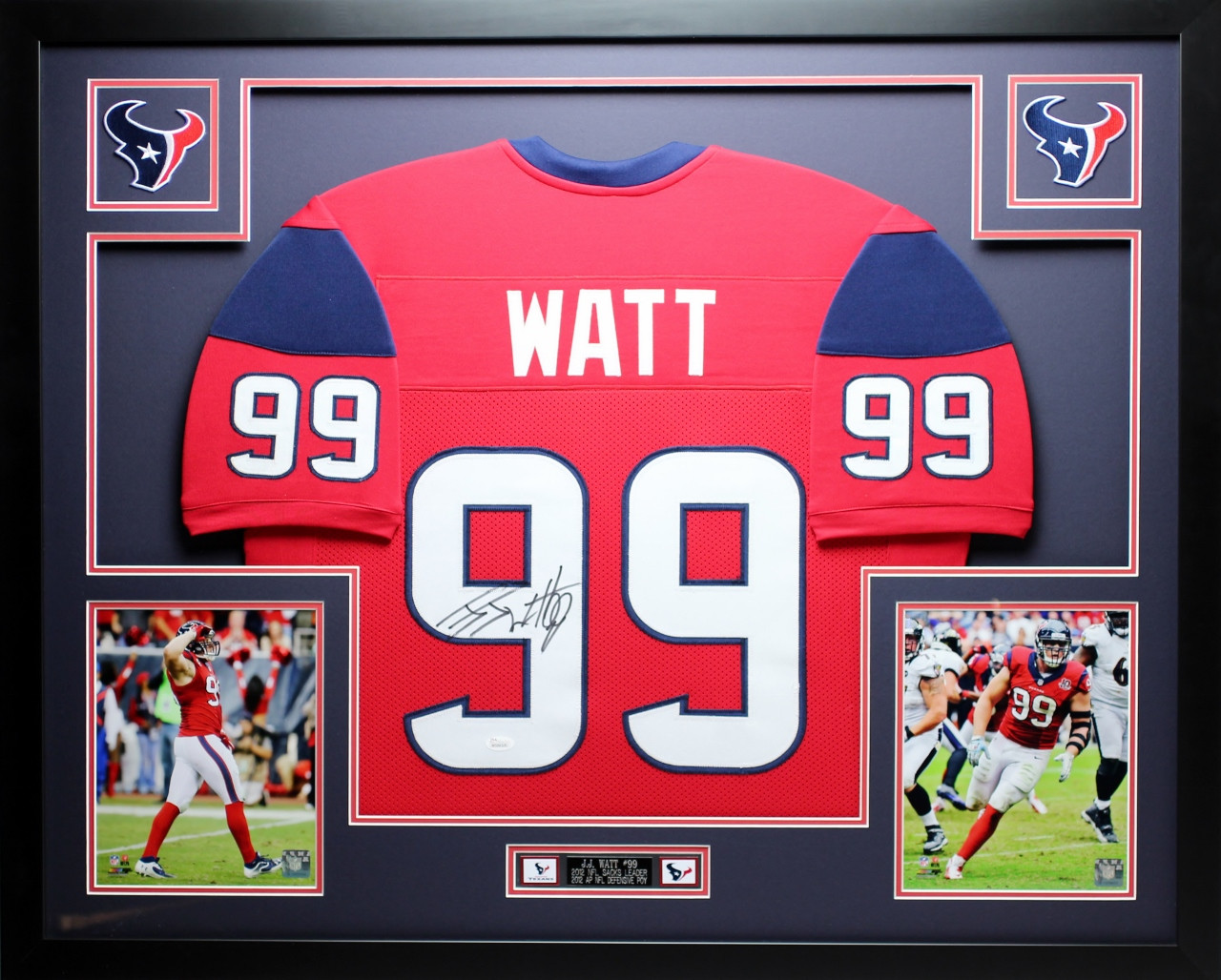JJ Watt Autographed and Framed Red Texans Jersey