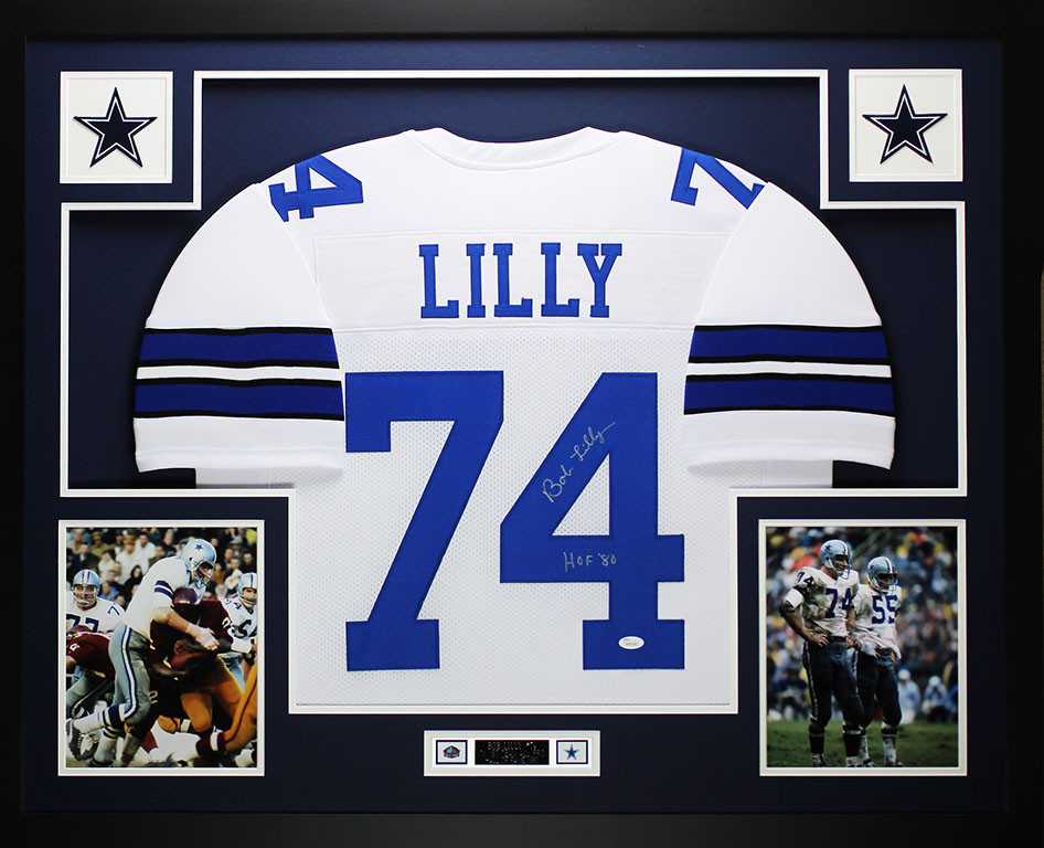 Dallas Cowboys Great Bob Lilly Signed Autographed White Football Jersey with JSA COA 