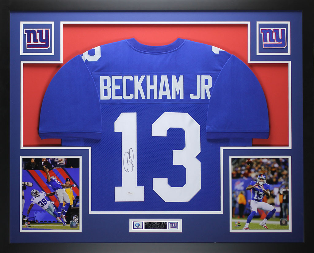 Odell Beckham Jr. Autographed and Framed Blue New York Giants Nike Jersey