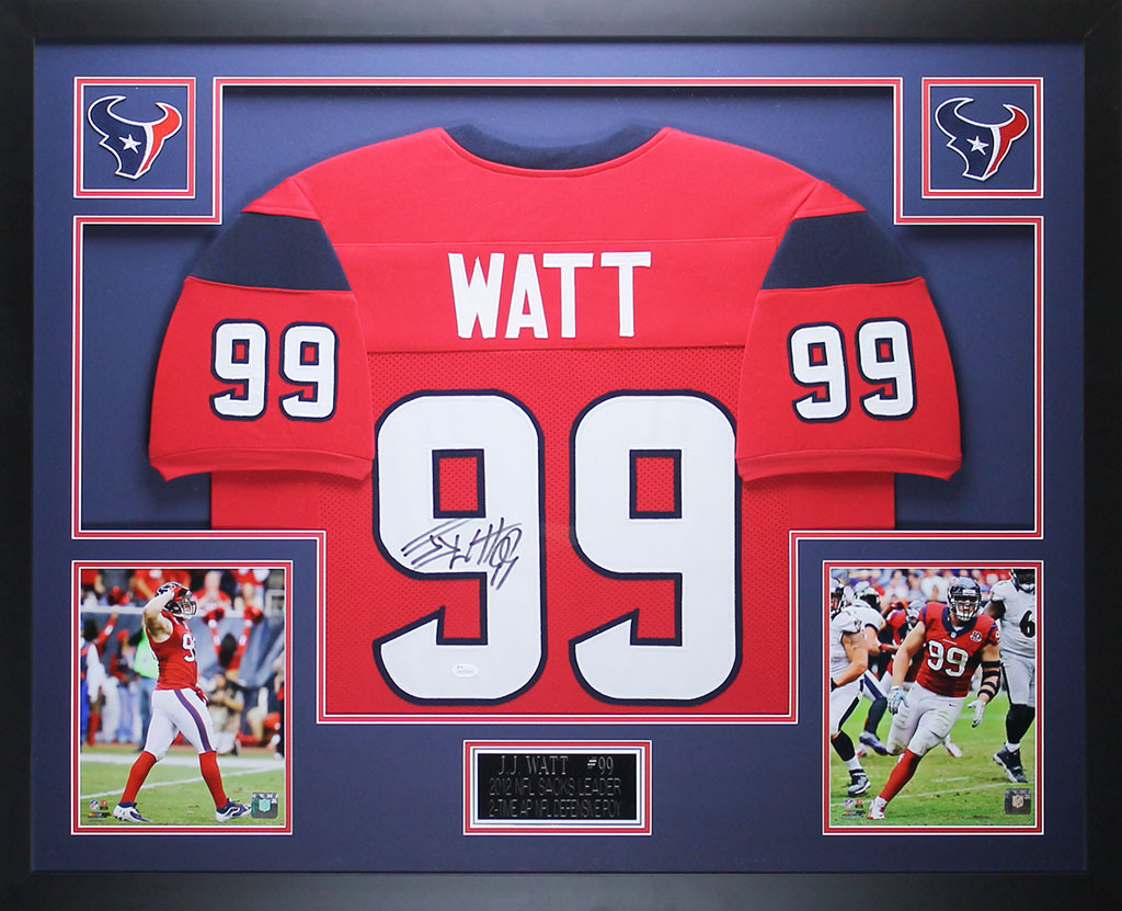 JJ Watt Autographed and Framed Red Texans Jersey
