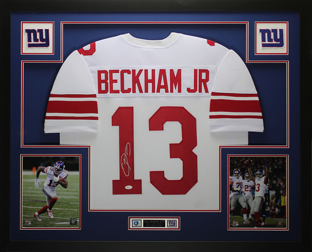 Odell Beckham Jr. Autographed and Framed White New York Giants Nike Jersey
