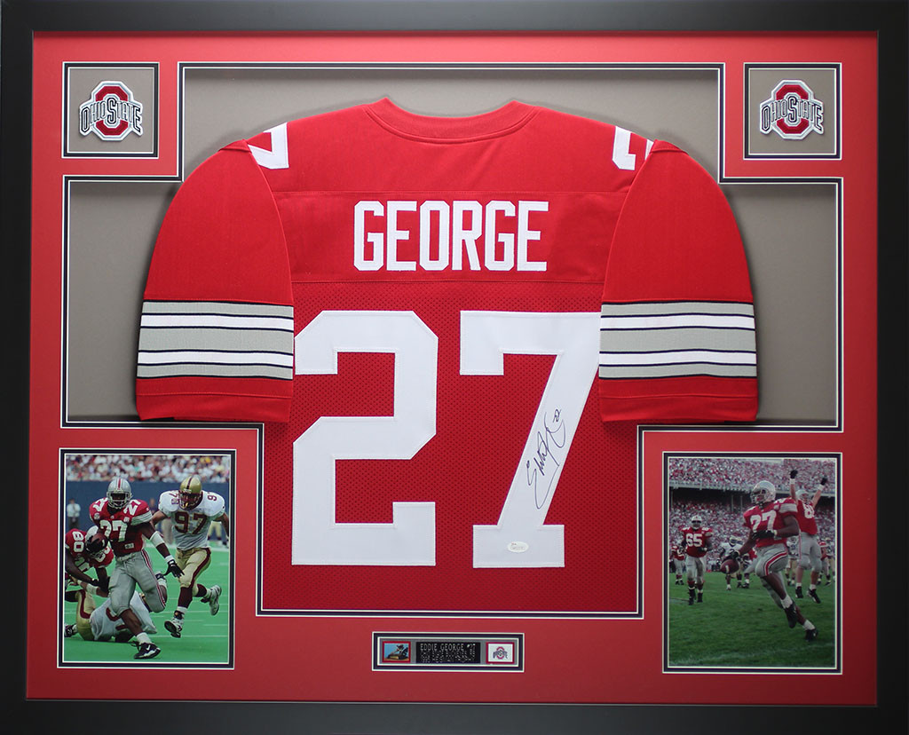 Eddie George Autographed and Framed Red 