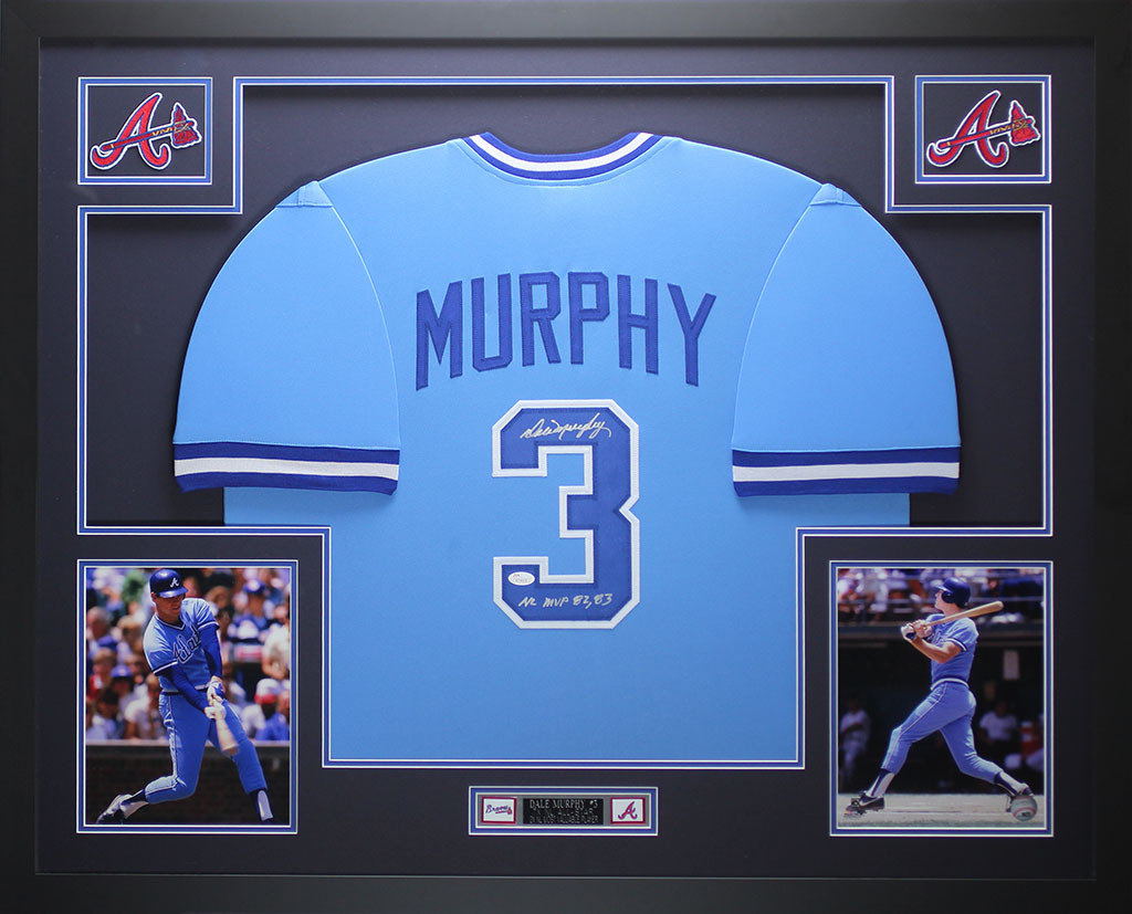 Dale Murphy Autographed and Framed Blue Braves Jersey