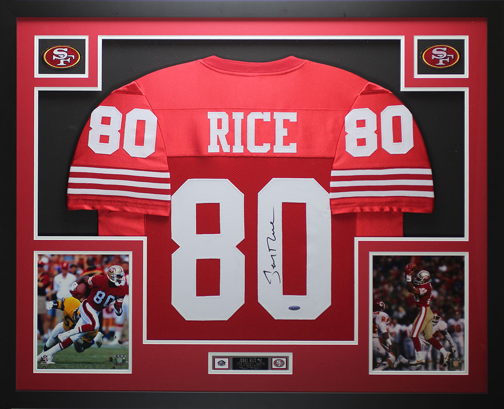 Jerry Rice Autographed and Framed Red 