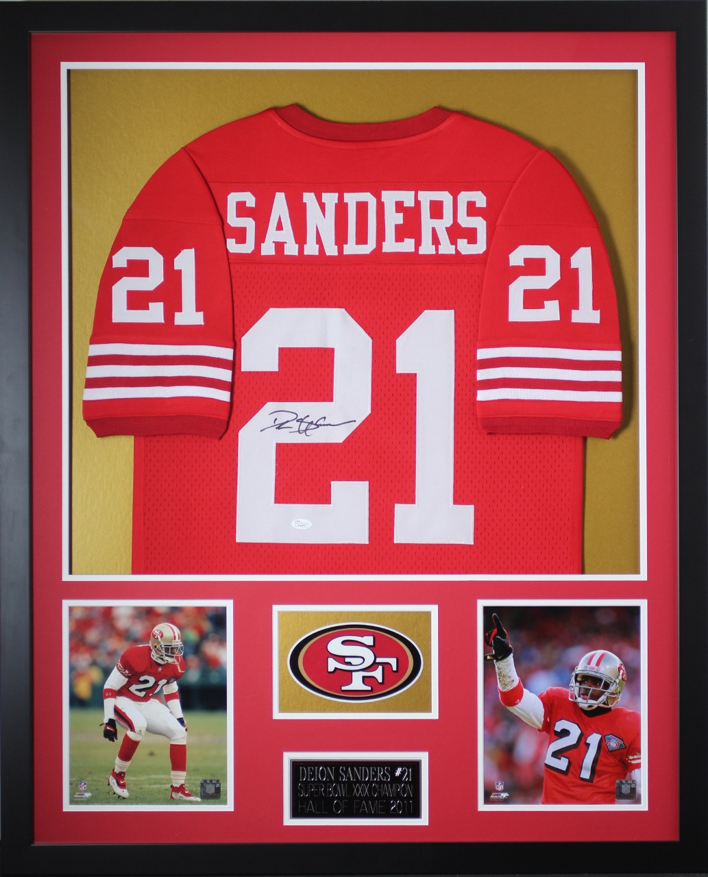Deion Autographed and Red 49ers Jersey