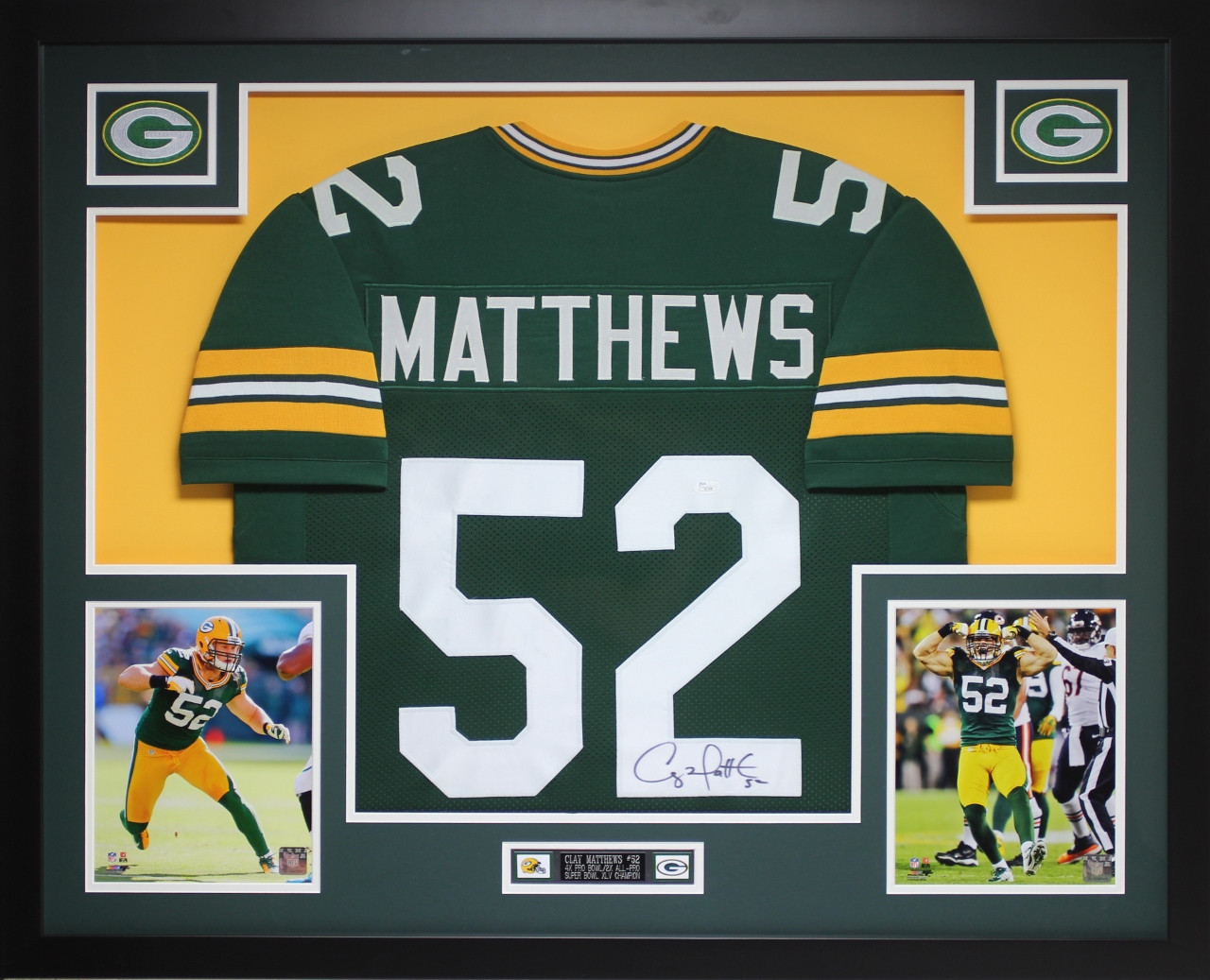 Clay Matthews Autographed and Framed Green Packers Jersey