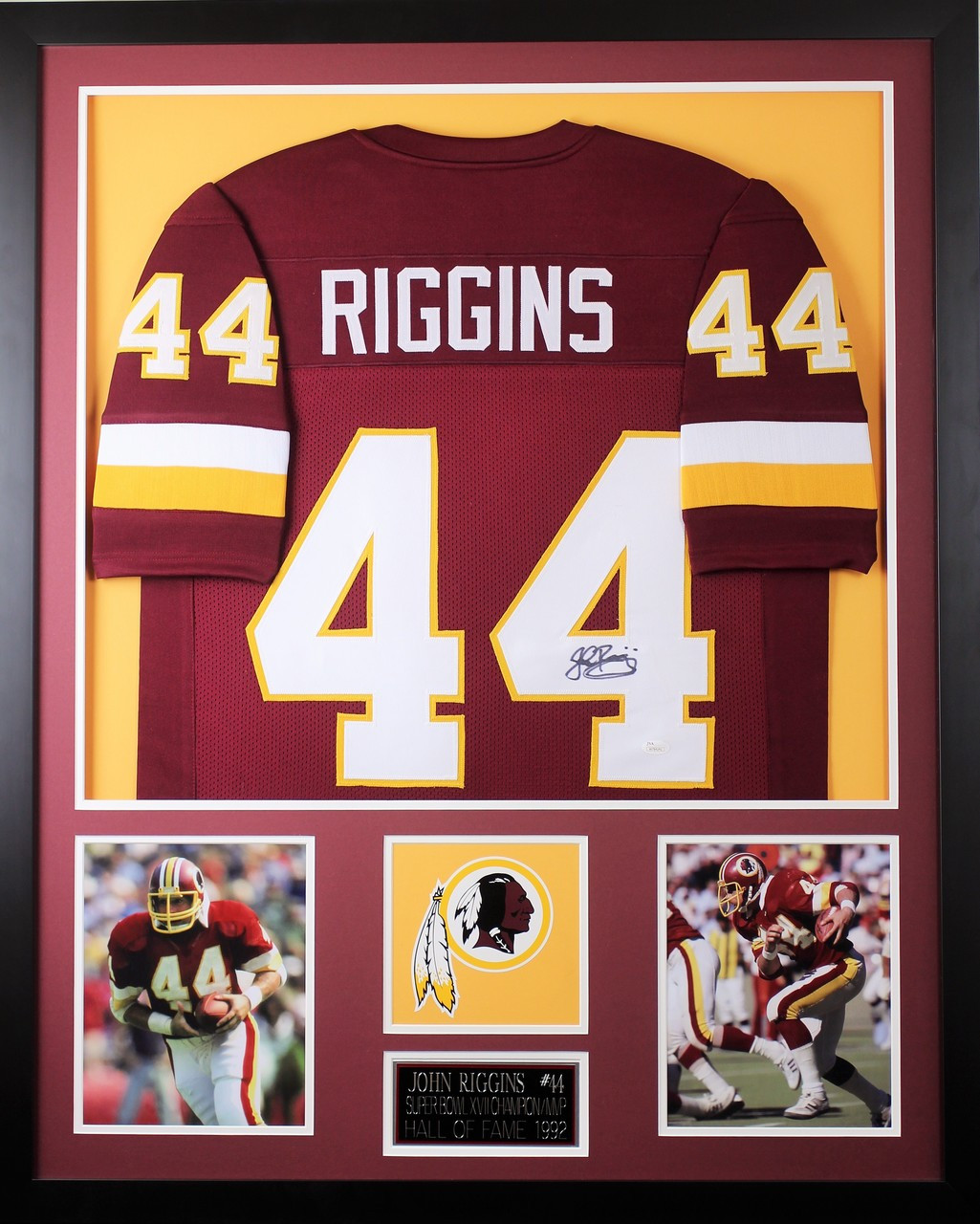 John Riggins Autographed and Framed Maroon Redskins Jersey