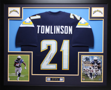 LaDainian Tomlinson Autographed and Framed Dark Blue Chargers Jersey
