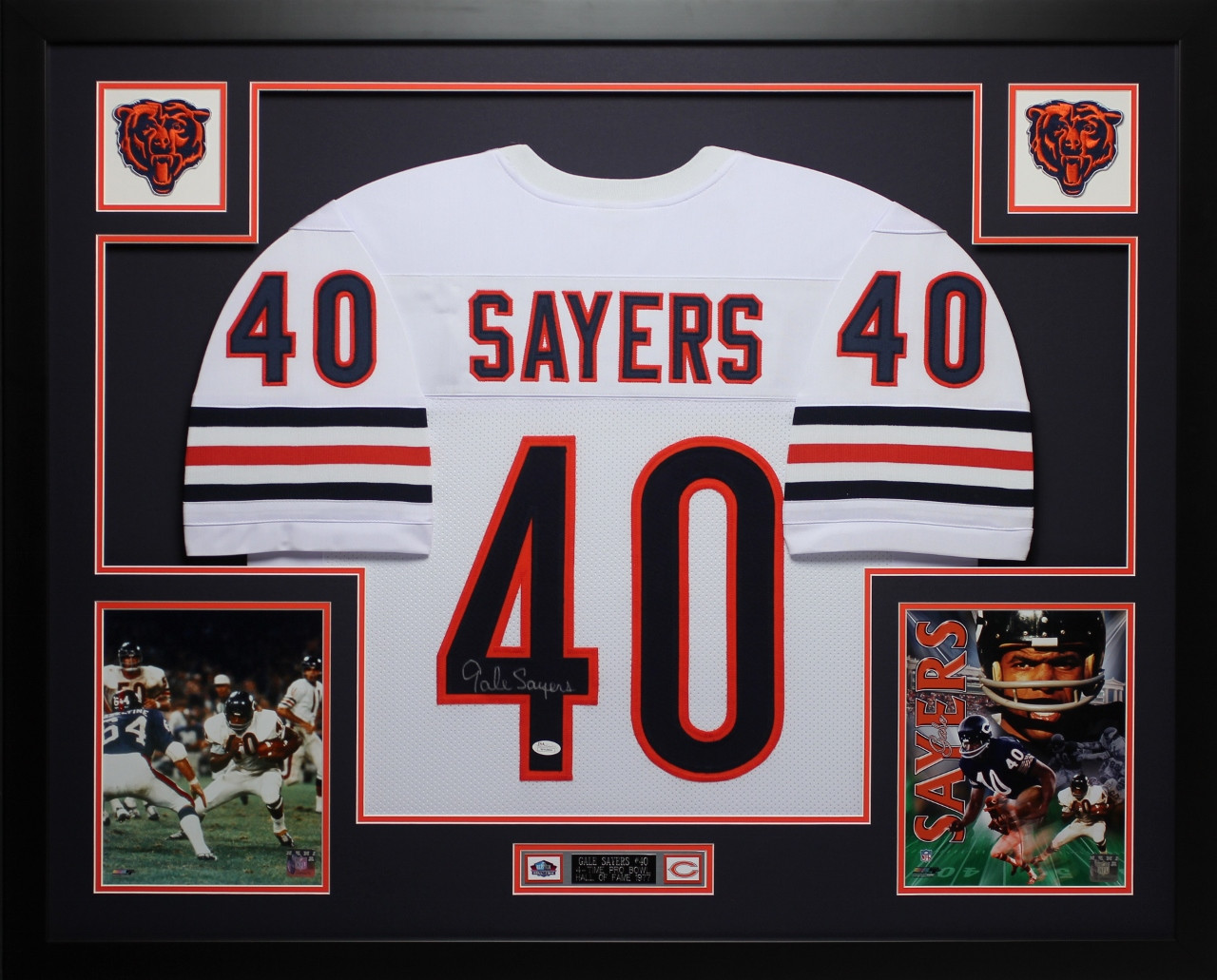 Gale Sayers Autographed and Framed White Bears Jersey