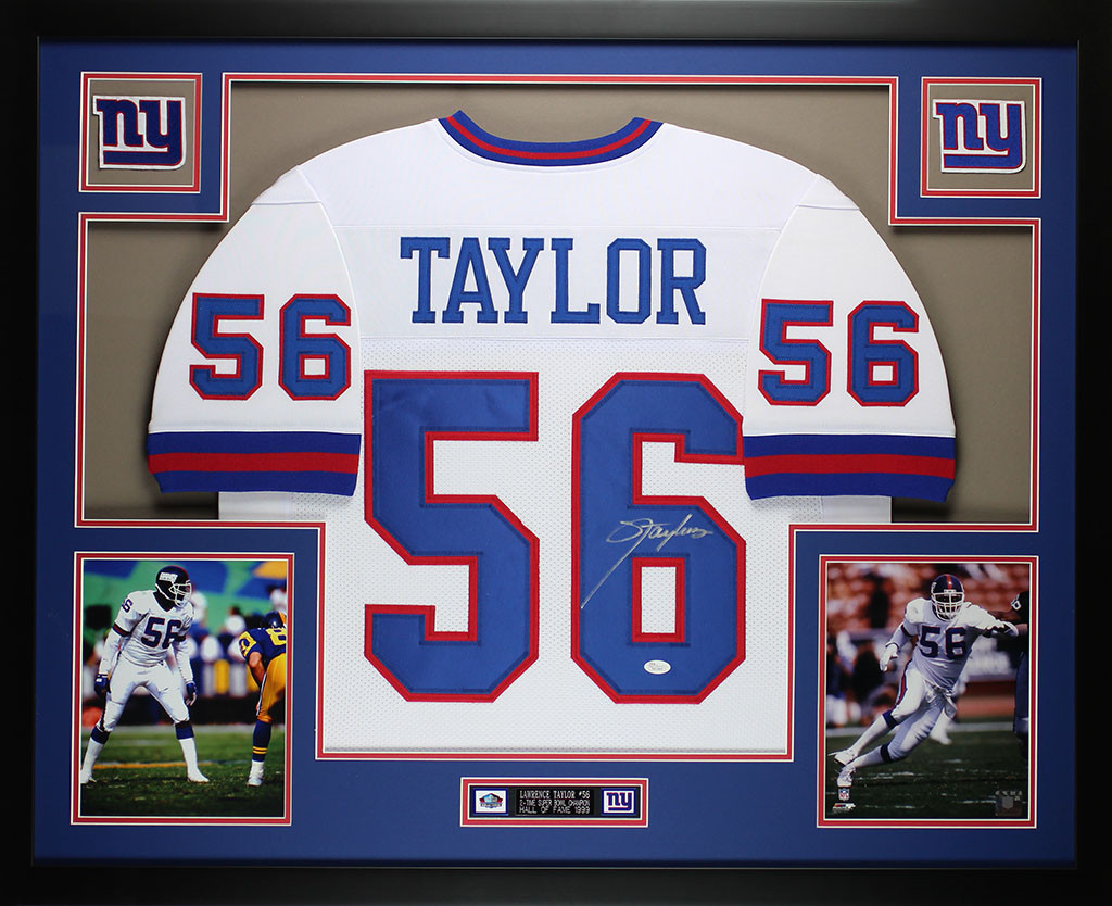 Lawrence Taylor Autographed and Framed White Jersey Auto JSA COA